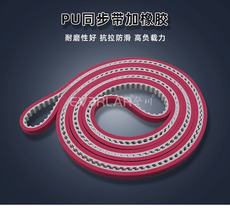 PU 同步帶加橡膠，耐磨抗沖擊，重載工況長效運轉(zhuǎn)